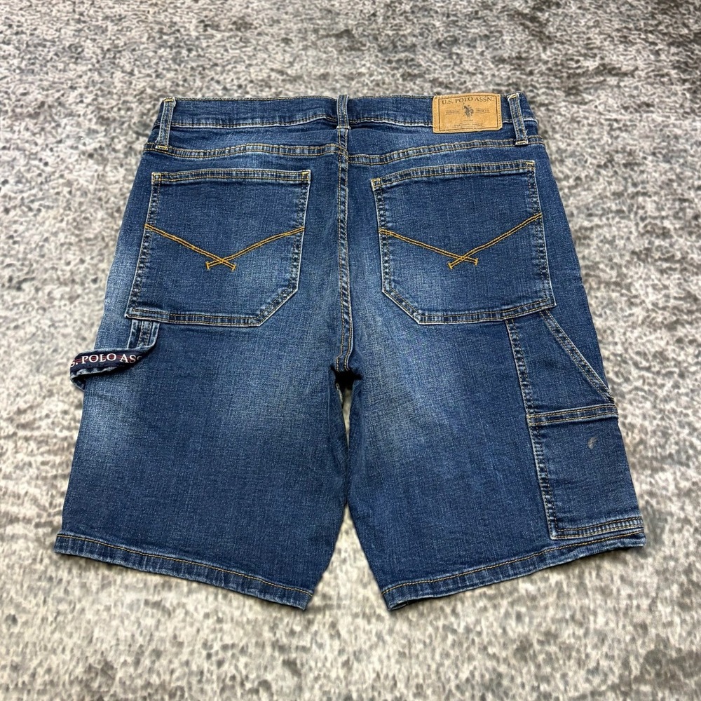 VTG U.S. Polo ASSN Carpenter Shorts Mens 32 Blue Baggy Skater Y2K Denim Jorts